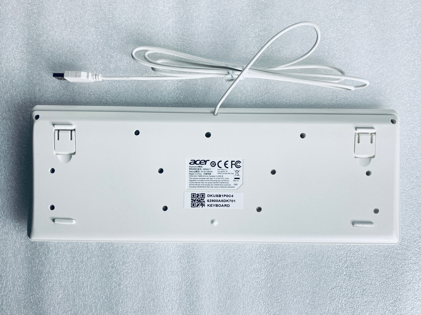 acer White Slim USB Wired Keyboard KB69211 & Mouse - (READ)