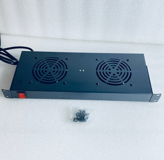 NavePoint Rack Cabinet Mounted Server Cooling System With 2 Fans, Black - (READ)