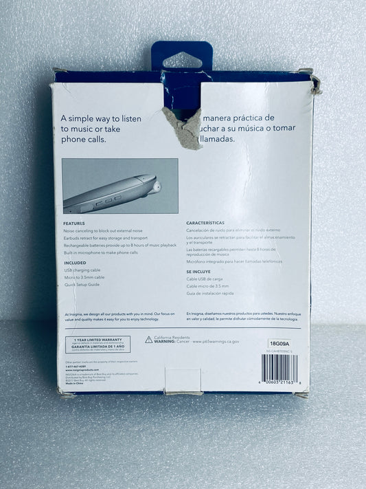 Insignia Bluetooth Noise-Canceling Wireless In-Ear Silver Headset NS-CAHBTEBNC-S