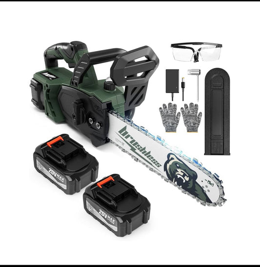 New Open Box - SharkLogger 20V 12" Cordless Chainsaw W/ (2) Batteries & Charger