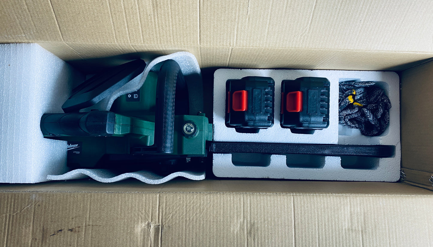 New Open Box - SharkLogger 20V 12" Cordless Chainsaw W/ (2) Batteries & Charger