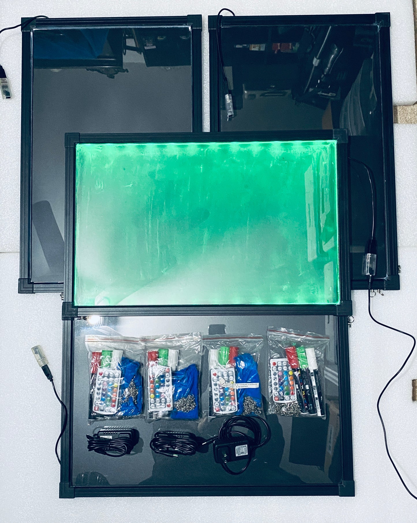 Lot Of 4 - Everbilt 16” x 24” Write On LED Message Board With Remote, Black