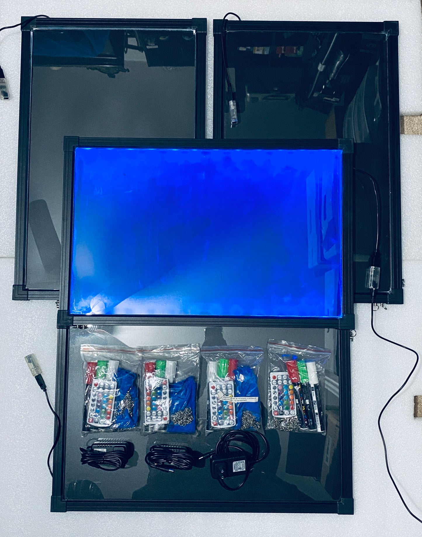 Lot Of 4 - Everbilt 16” x 24” Write On LED Message Board With Remote, Black