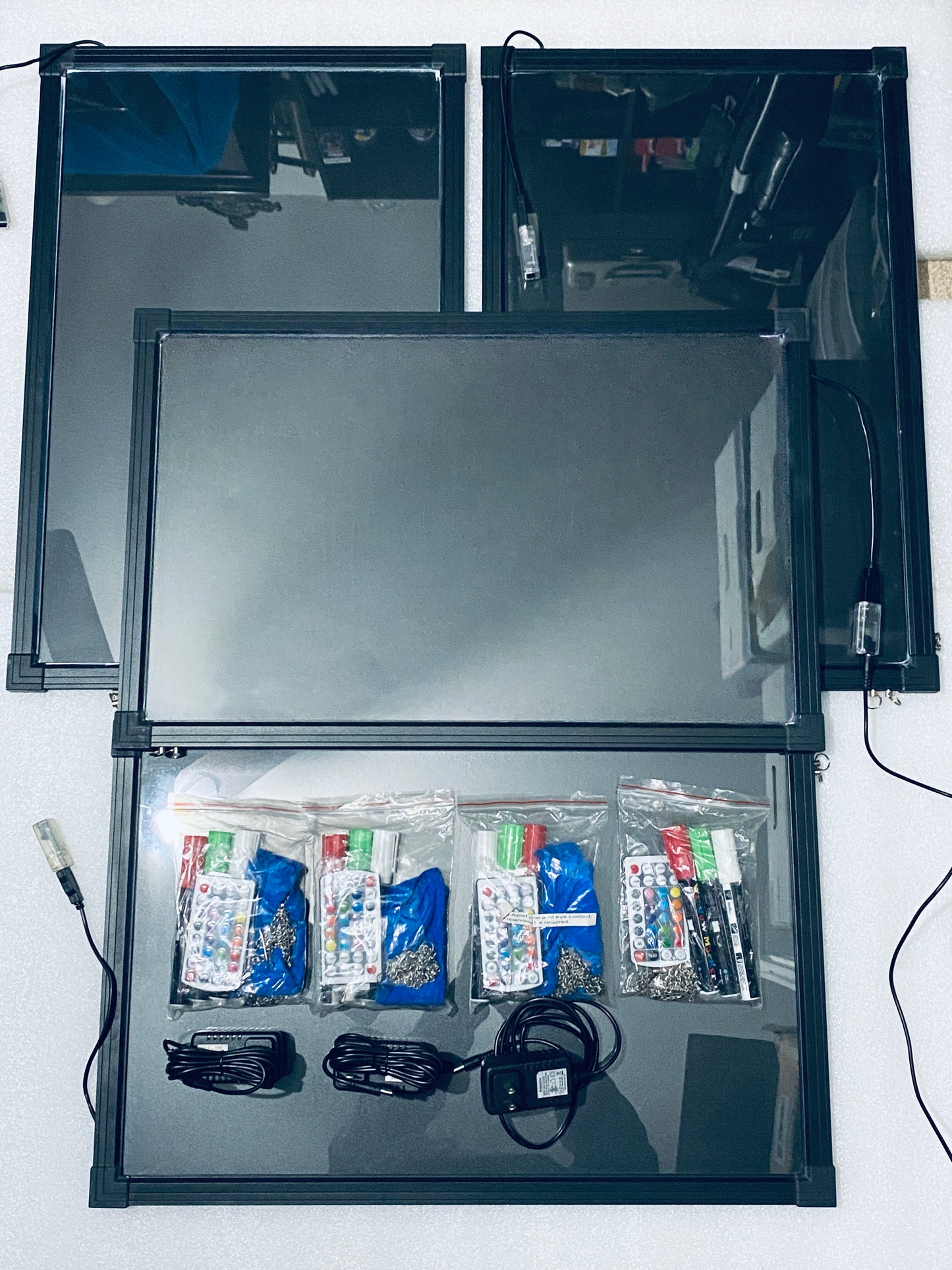 Lot Of 4 - Everbilt 16” x 24” Write On LED Message Board With Remote, Black