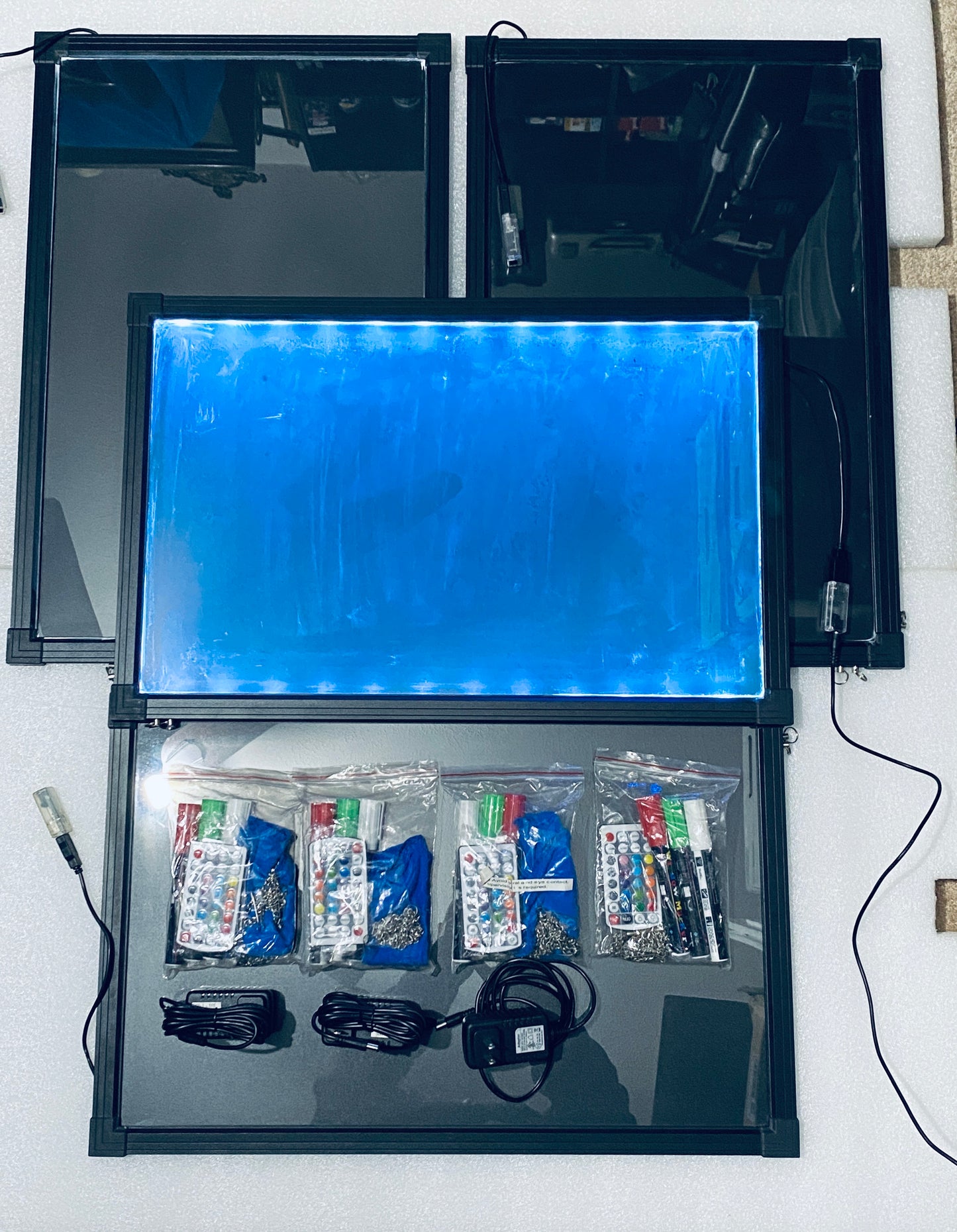 Lot Of 4 - Everbilt 16” x 24” Write On LED Message Board With Remote, Black