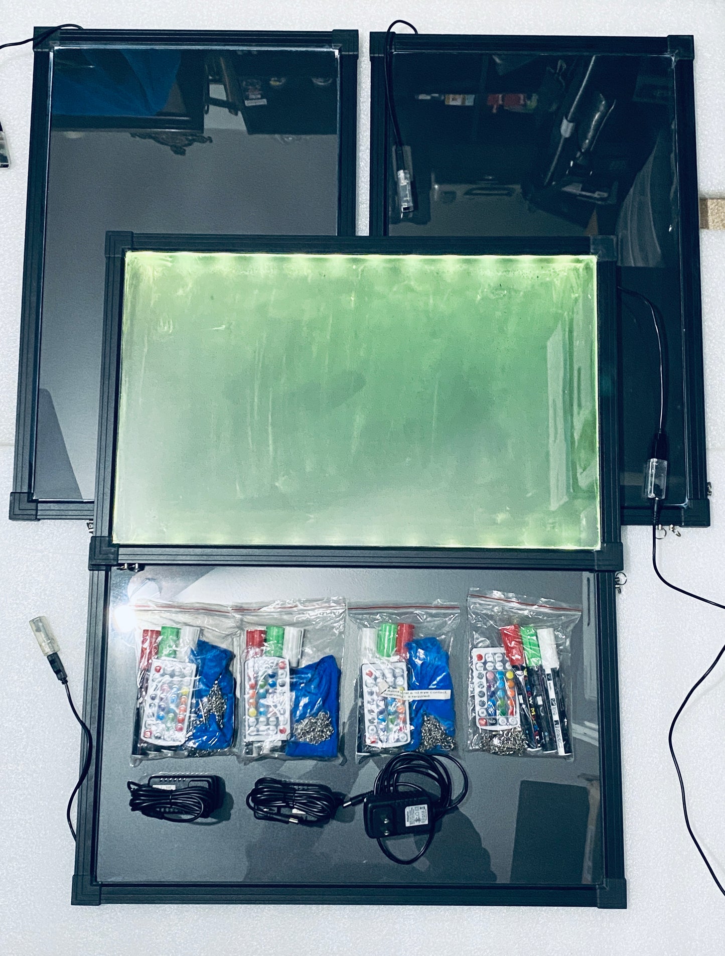 Lot Of 4 - Everbilt 16” x 24” Write On LED Message Board With Remote, Black