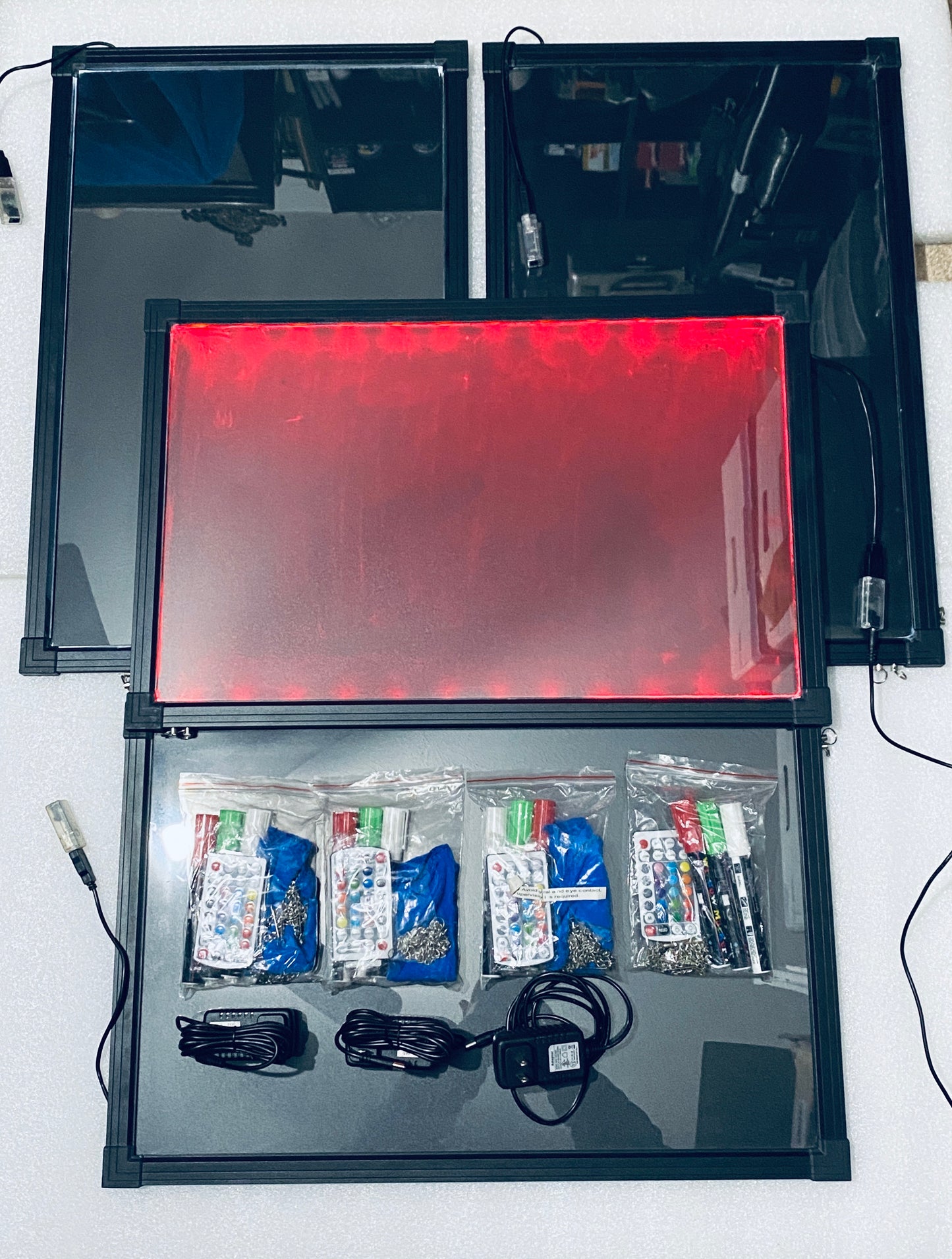 Lot Of 4 - Everbilt 16” x 24” Write On LED Message Board With Remote, Black