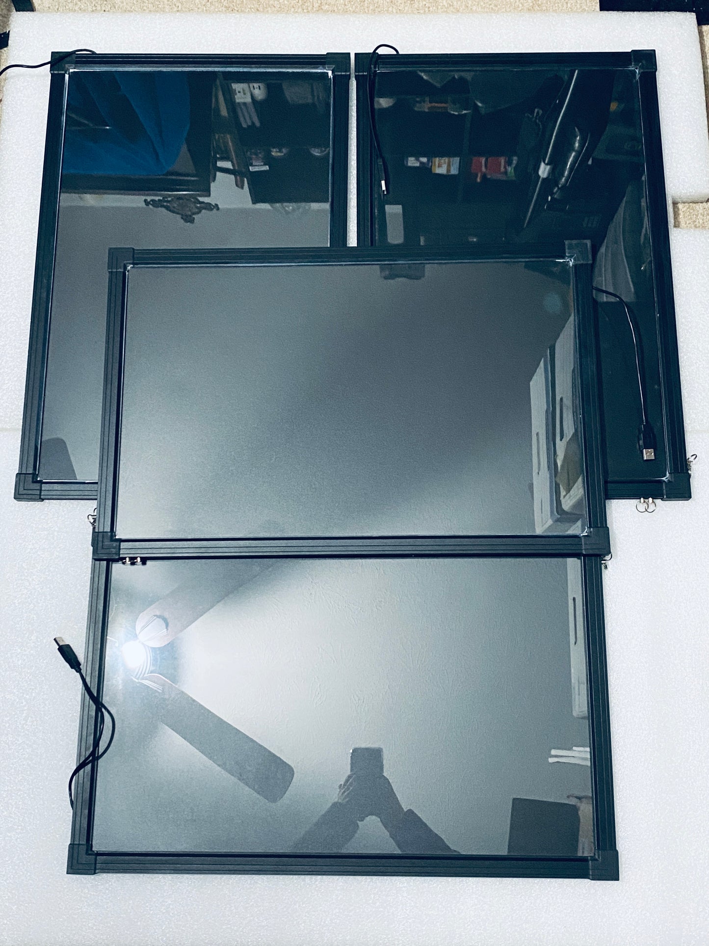 Lot Of 4 - Everbilt 16” x 24” Write On LED Message Board With Remote, Black