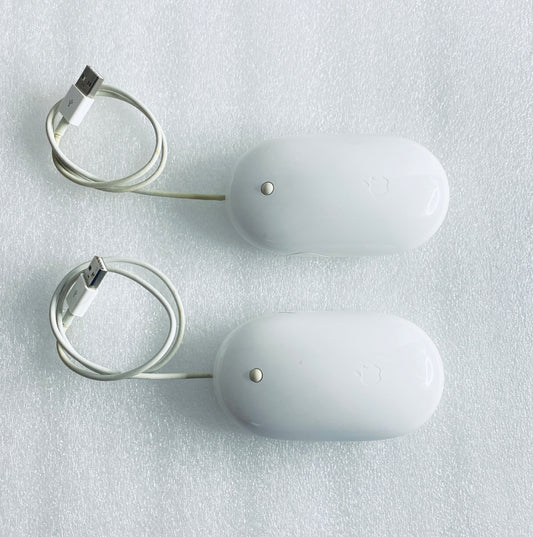 lot Of 2 - Apple Wired White USB Mighty/Optical Mouse, A1152