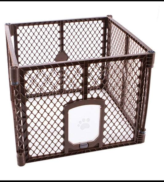 new Other - MyPet Petyard Passage 4 Panel In/Outdoor Folding Dog Playpen, Brown