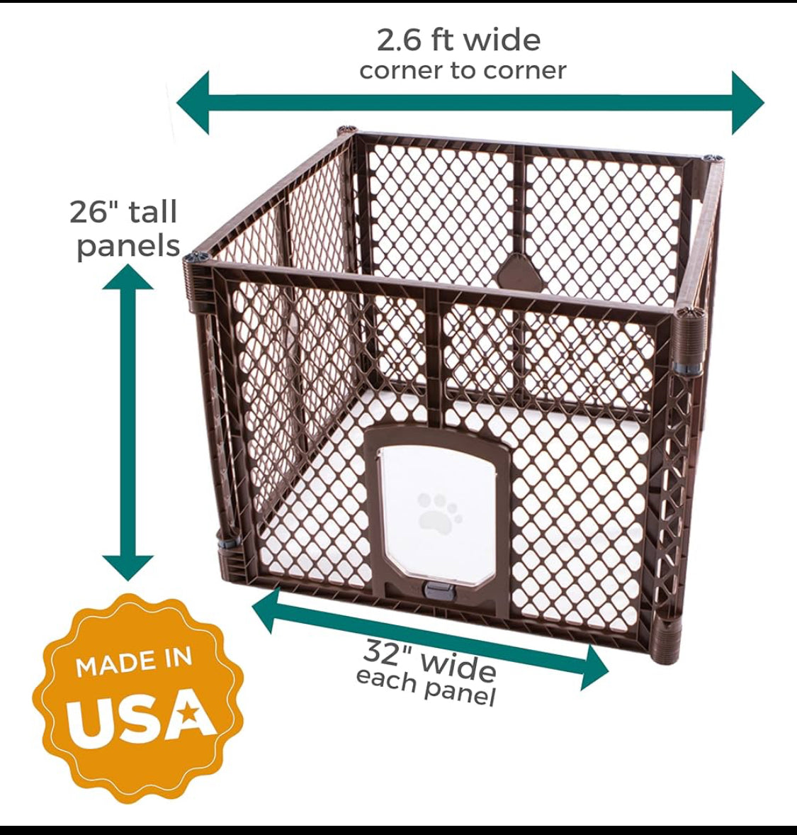 new Other - MyPet Petyard Passage 4 Panel In/Outdoor Folding Dog Playpen, Brown