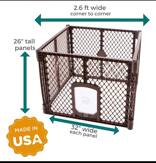 new Other - MyPet Petyard Passage 4 Panel In/Outdoor Folding Dog Playpen, Brown
