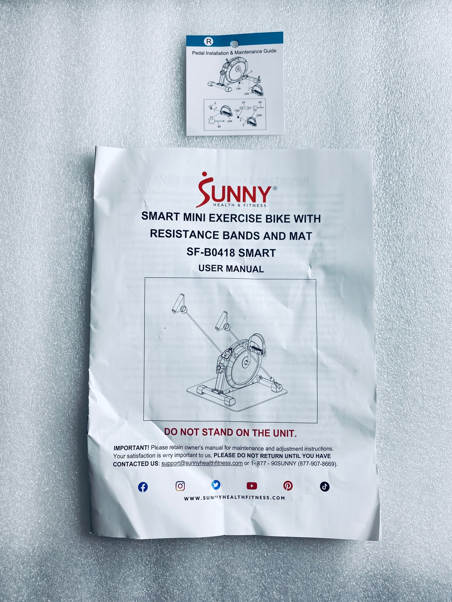 New Other-Sunny Health & Fitness Smart Mini Pedal Exerciser W/ Resistance Bands