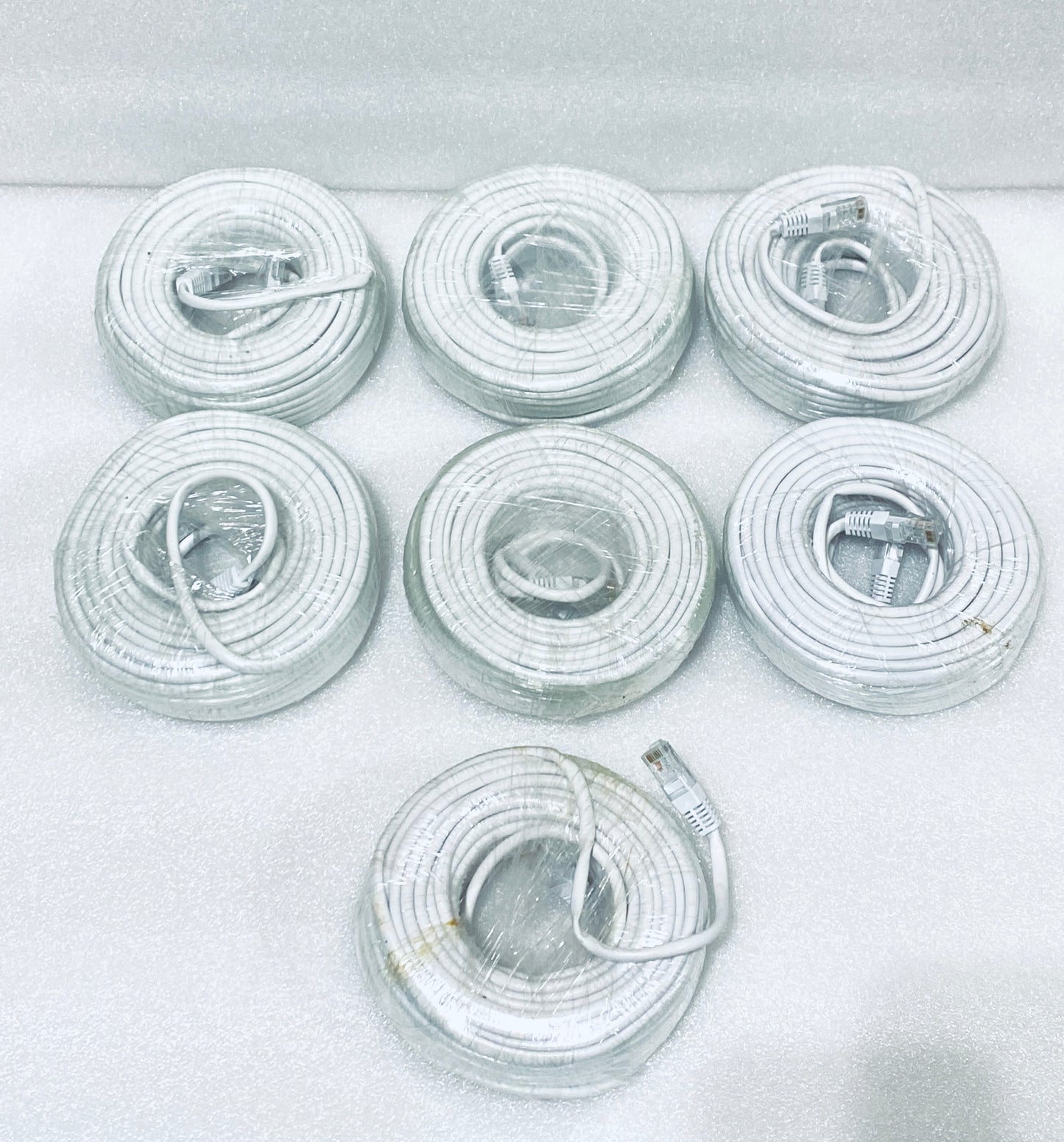 lot Of 7 Open Box - Approx. 60 Ft POE IP Ethernet Cables For Security Cameras