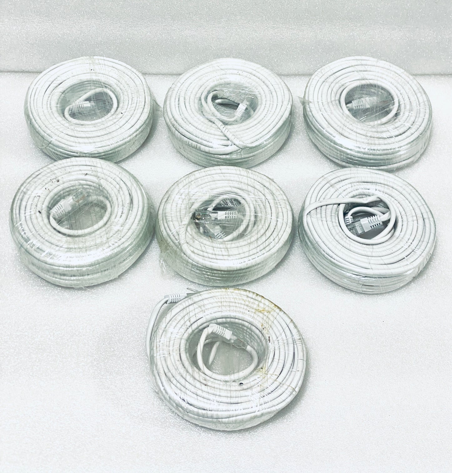 lot Of 7 Open Box - Approx. 60 Ft POE IP Ethernet Cables For Security Cameras