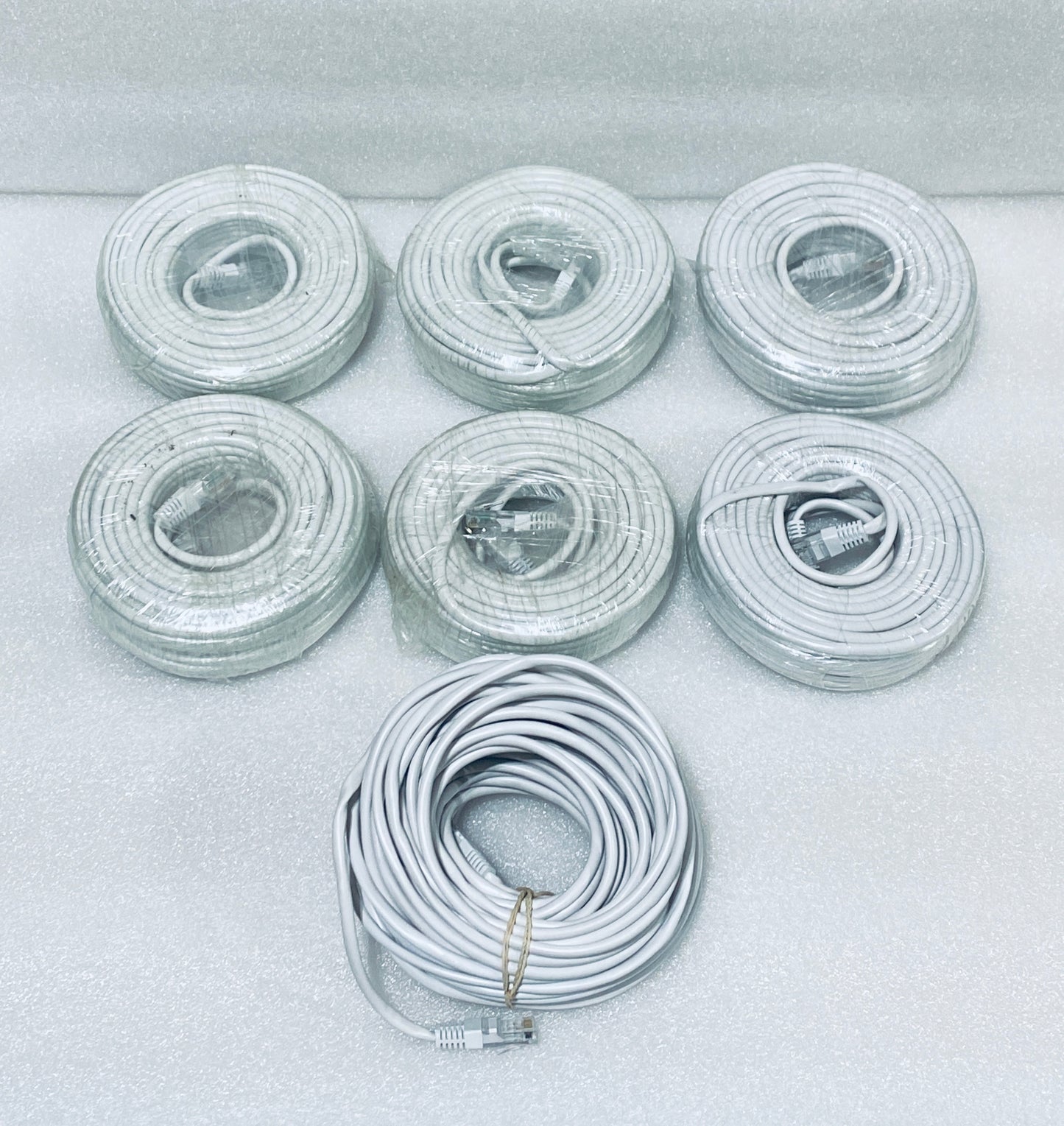 lot Of 7 Open Box - Approx. 60 Ft POE IP Ethernet Cables For Security Cameras