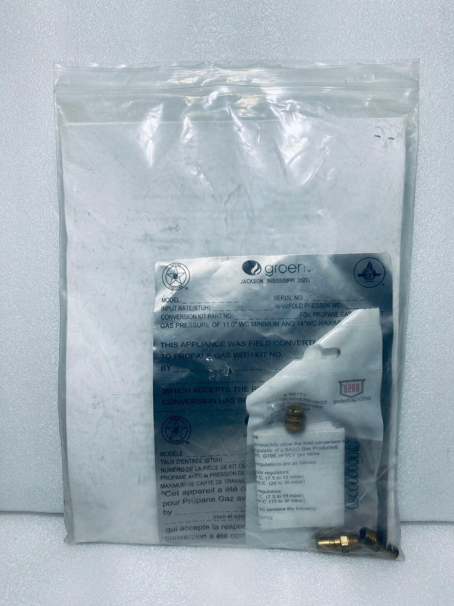 new - Groen Gas Conversion Kit, SSB-5G