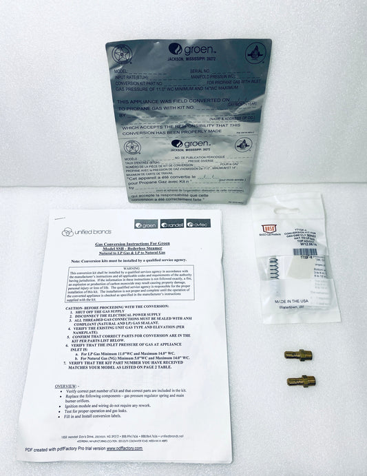 new - Groen Gas Conversion Kit, SSB-5G