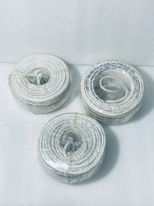 lot Of 3 - CAT5e Ethernet (POE) Network Cables 30m (100ft), White