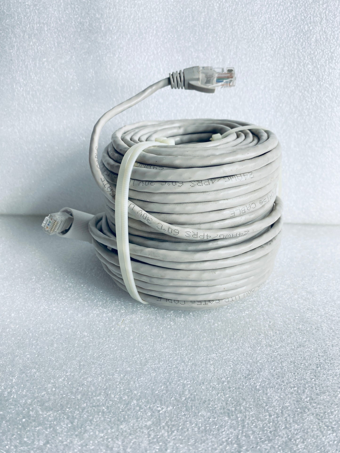 lot Of 2 - Ethernet (POE) Gray Network Cables 30m (100ft) & (2) Free Cables