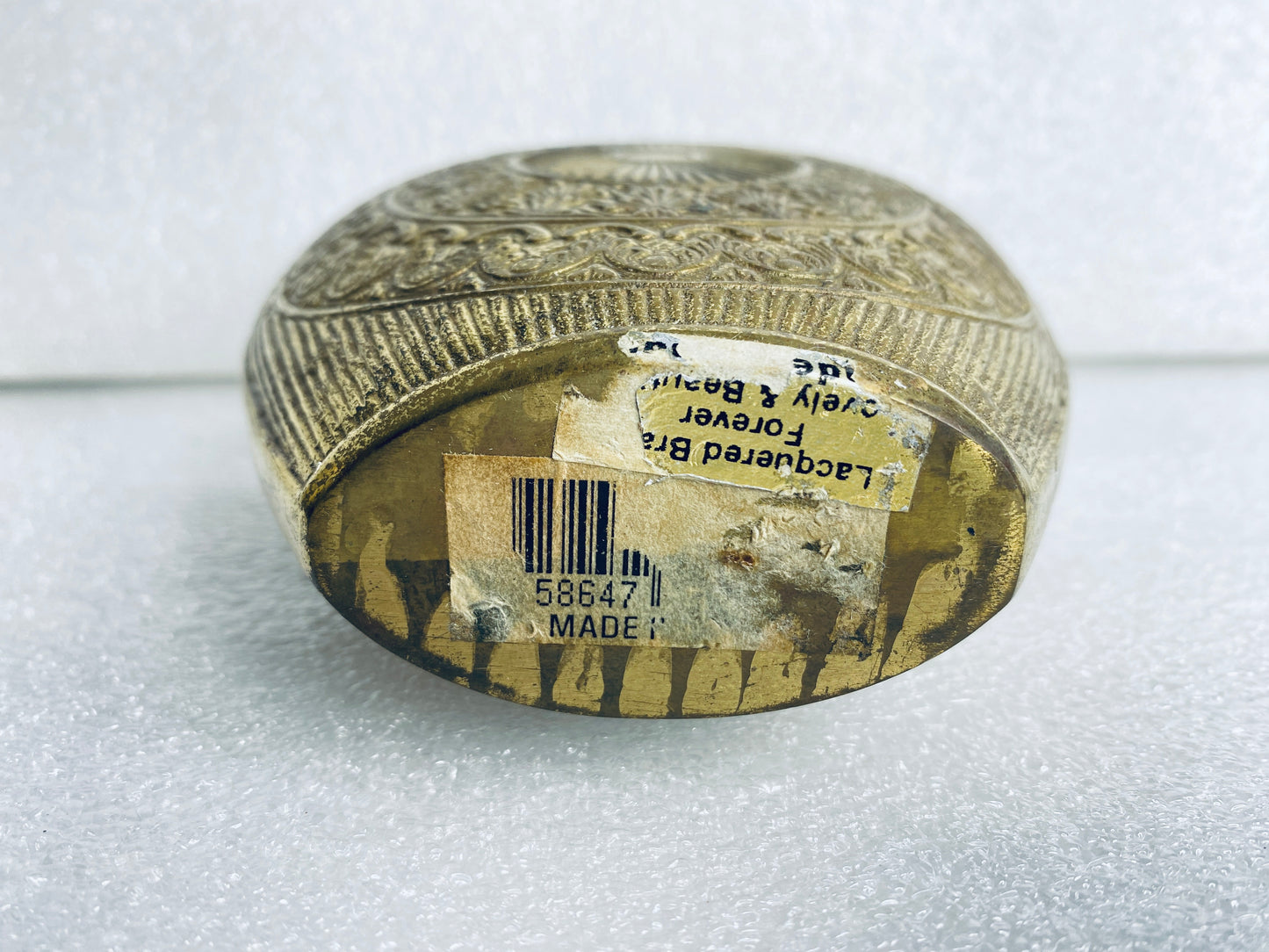 lot of 2 - Vintage Metal Engraved Vases Approx. 5 1/4” x 4 3/4" x 2" Each