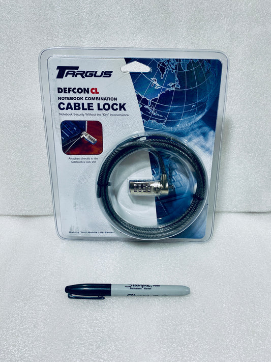 #132 - New - TARGUS Defcon CL 6.5' Laptop Combination Cable Lock, PA410U - (AS SHOWN)