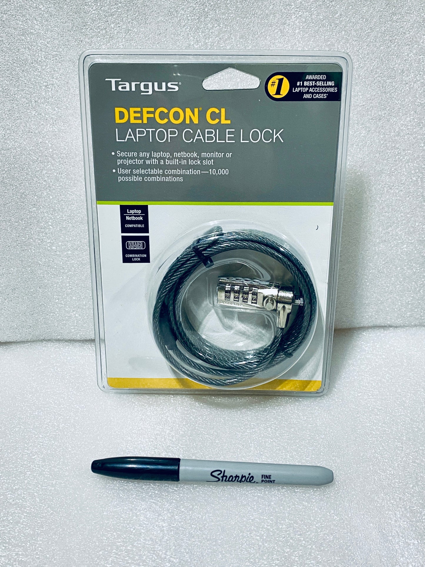#141 - New - TARGUS Defcon CL 6.5' Laptop Combination Cable Lock, PA410U - (AS SHOWN)
