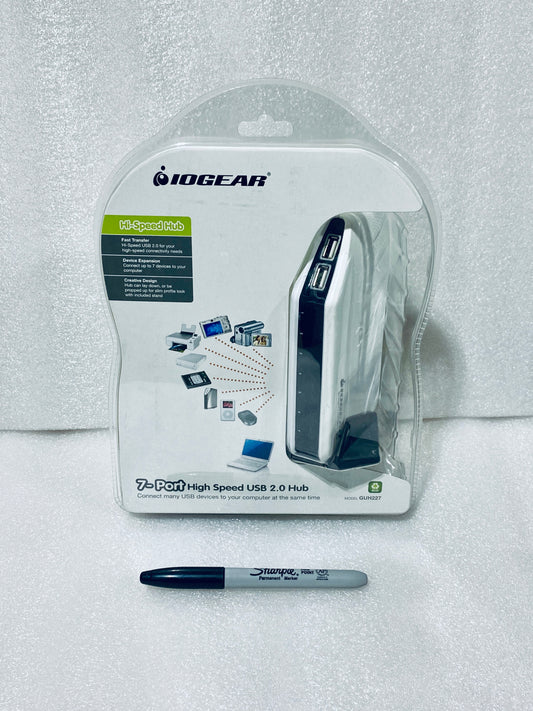 #222 - New - IOGear 7-Port High Speed USB 2.0 Hub For PC & MAC, GUH227 - (AS SHOWN)