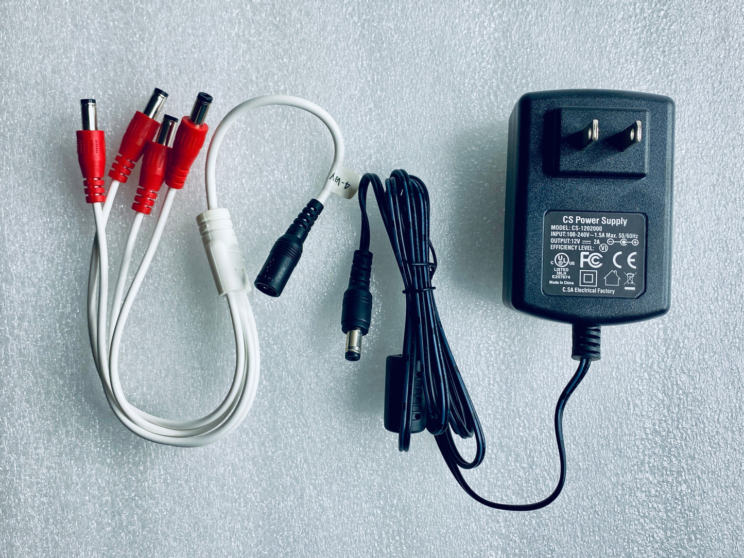 cS CS-1202000 12V 2A AC Power Supply With 4 Way Split Cable