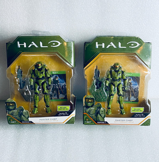 Lot Of 2 - Halo Series 1 Master Chief With Assault Rifle Action Figures
