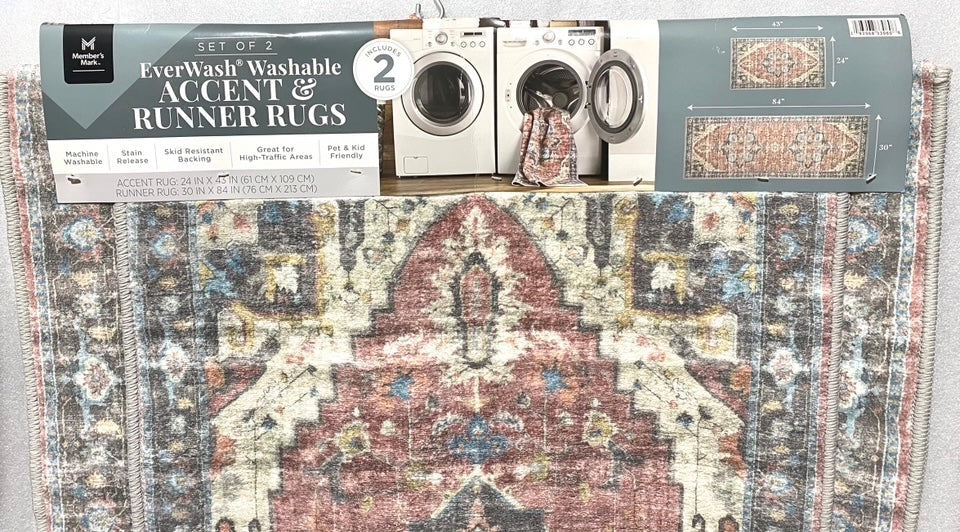 #164 - new Other Members Mark Set of 2, Everwash Washable Accent & Runner Rugs - (IN CONDITION AS SHOWN) $$$