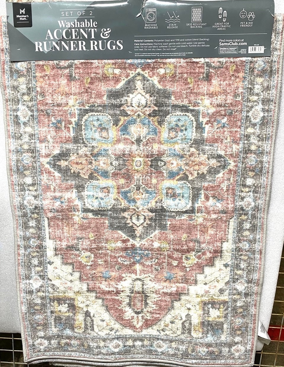#164 - new Other Members Mark Set of 2, Everwash Washable Accent & Runner Rugs - (IN CONDITION AS SHOWN) $$$