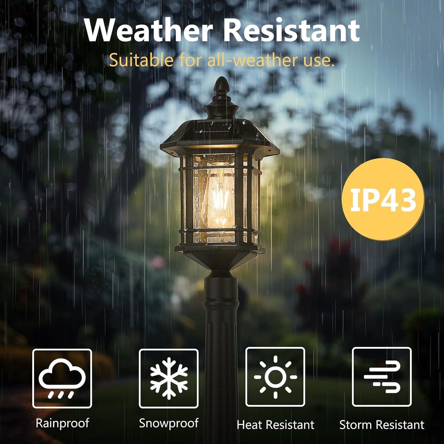 New other Emliviar 82" Outdoor LED Solar Street Lamp, A2202110PL-SL BK - (READ)