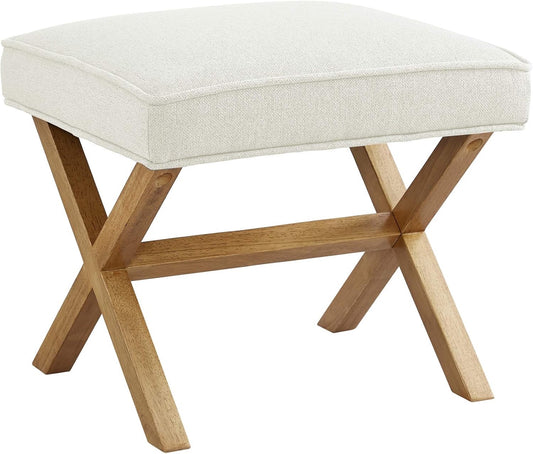 amazon Basics Modern Polyester Foot Stool 18"D x 19.8"W x 18.3"H, Ivory - (READ)