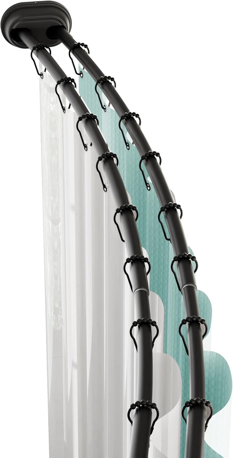 New Other - Zenna Home Double Curbed Shower Curtain Rod, 50" - 72" Black- (READ)