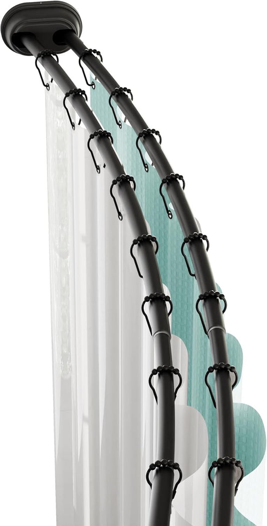 New Other - Zenna Home Double Curbed Shower Curtain Rod, 50" - 72" Black- (READ)