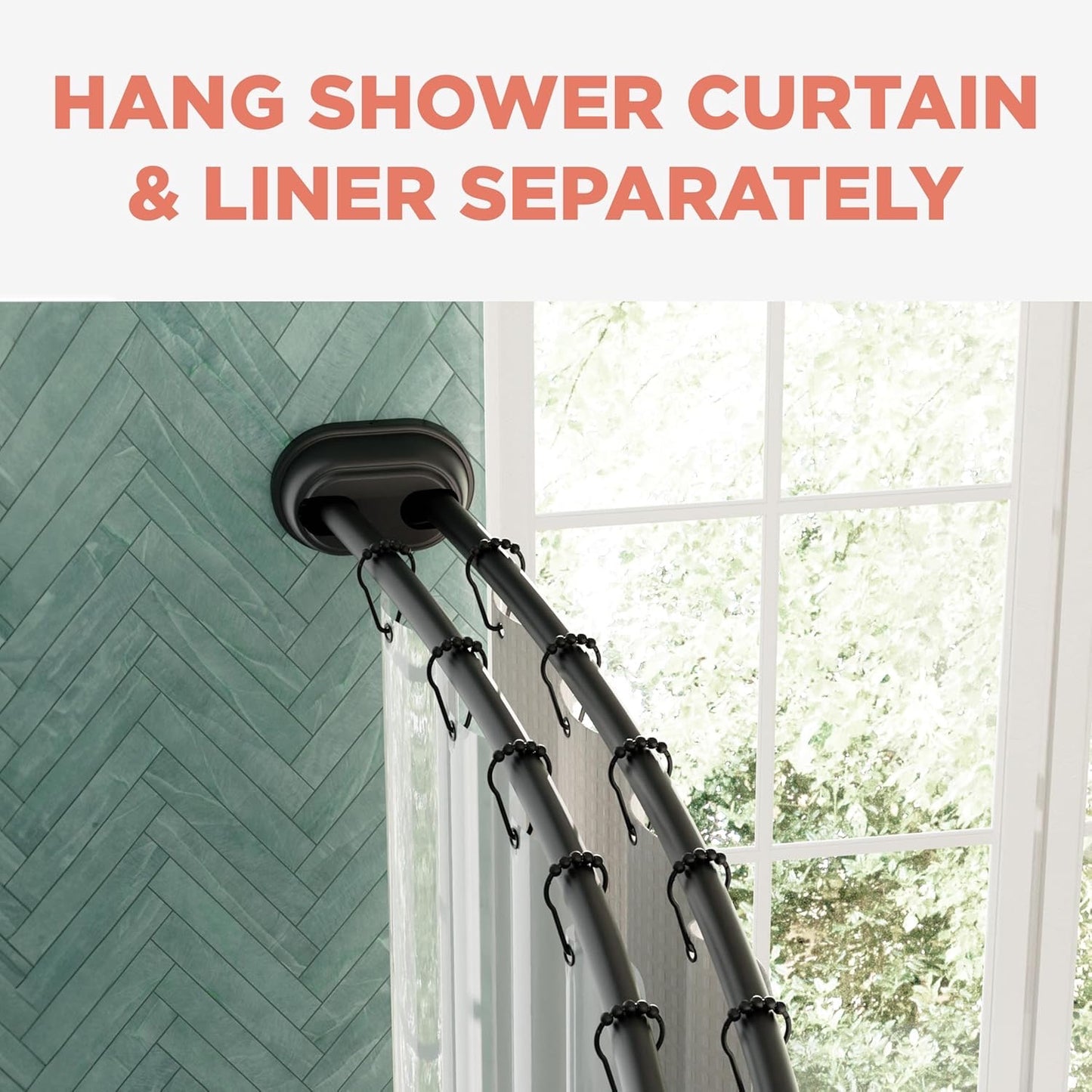 New Other - Zenna Home Double Curbed Shower Curtain Rod, 50" - 72" Black- (READ)