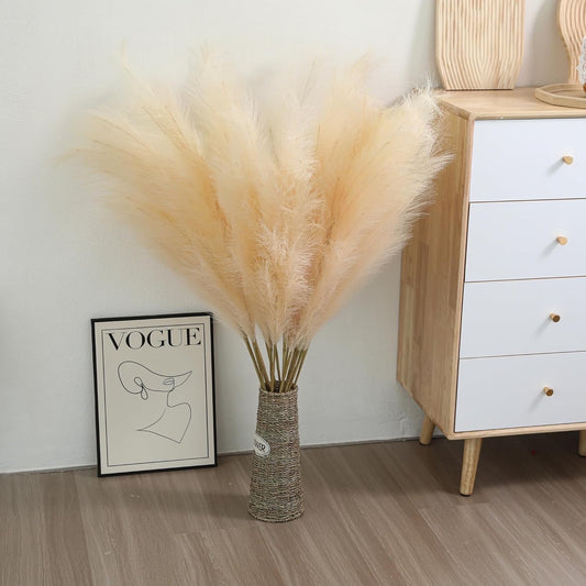 #73 - lot of 8 - 45" Wertuirk Champagne Faux Pampas Grass - (READ) - (IN CONDITION AS SHOWN)