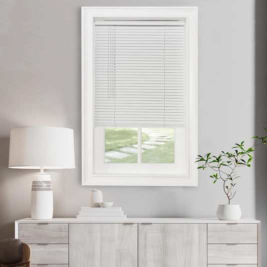 new - Cordless GII Morningstar 1" Vinyl Mini Blind, 38" W x 64" L, Pearl White