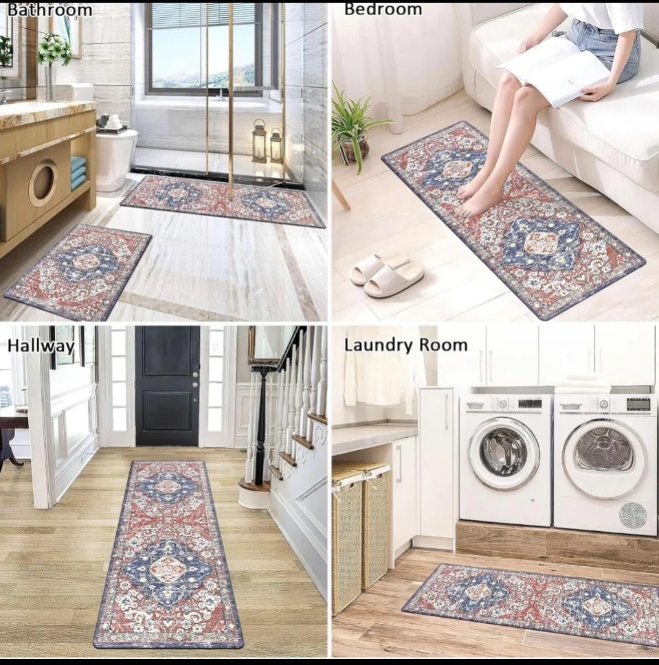 #164 - new Other Members Mark Set of 2, Everwash Washable Accent & Runner Rugs - (IN CONDITION AS SHOWN) $$$