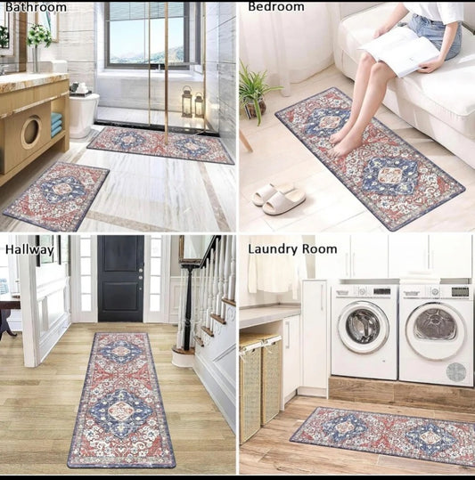 #164 - new Other Members Mark Set of 2, Everwash Washable Accent & Runner Rugs - (IN CONDITION AS SHOWN) $$$