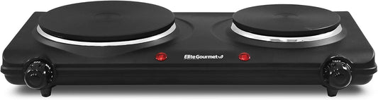 new Other - Elite Gourmet Countertop Double Cast Iron Burner, 1500 Watts, Black