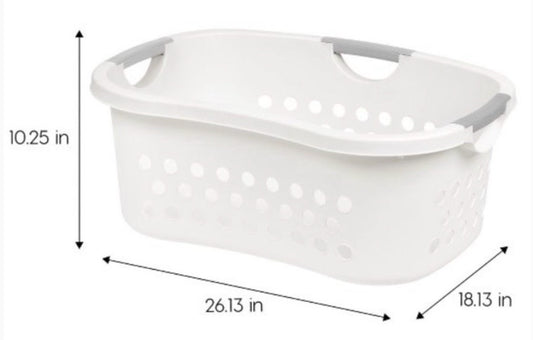 #81 - lot of 3 -New Other Iris USA White Laundry Baskets W/Carry Handles- (READ) - (IN CONDITION AS SHOWN)