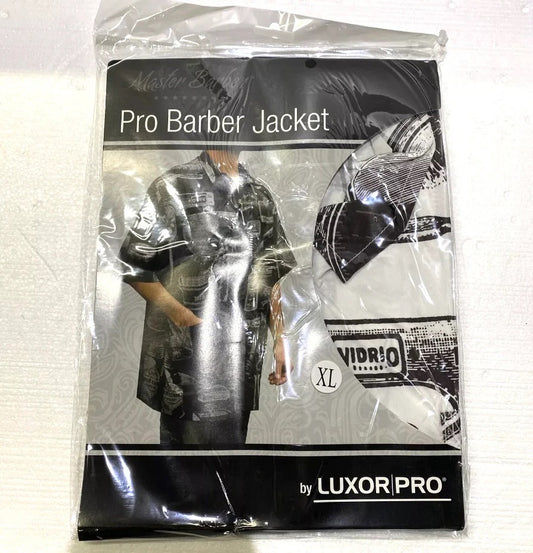 #184 - lot Of 2 - New Master Barber" Pro Barber Jackets By Luxor Pro XL WHITE/BLK, 6052W-XL