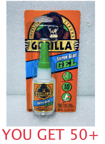 #12 - lot Of 50 Salvage - Gorilla Incredibly Strong Super Glue Clear Gel, 15 Grams Each Tube - (READ) - (IN CONDITION AS SHOWN)