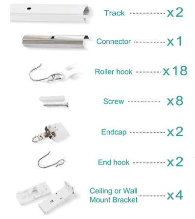 new Other ChadMade Ceiling/Wall Mount 3-6' Curtain Track Kit Rail,White (READ)