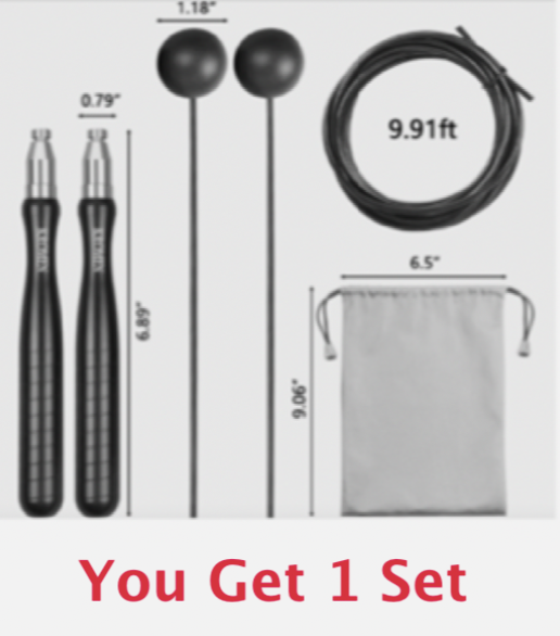 #104 - New - Kromen Adjustable Length & Cordless Speed Bearing Jump Wire Rope - (AS SHOWN)