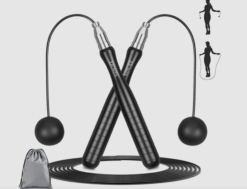 #104 - New - Kromen Adjustable Length & Cordless Speed Bearing Jump Wire Rope - (AS SHOWN)