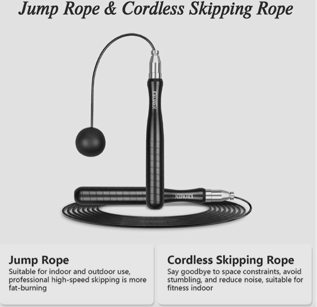 #104 - New - Kromen Adjustable Length & Cordless Speed Bearing Jump Wire Rope - (AS SHOWN)