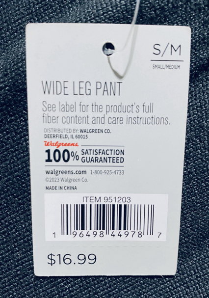 #39 - New With Tags - West Loop Women's Small/Medium Wide Leg Pant Black, 951203 - (AS SHOWN) - MSRP $17